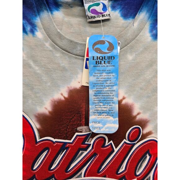 Vintage Liquid Blue New England Patriots Football Tie Dye Men's T-shirt Size XL - Picture 8 of 8